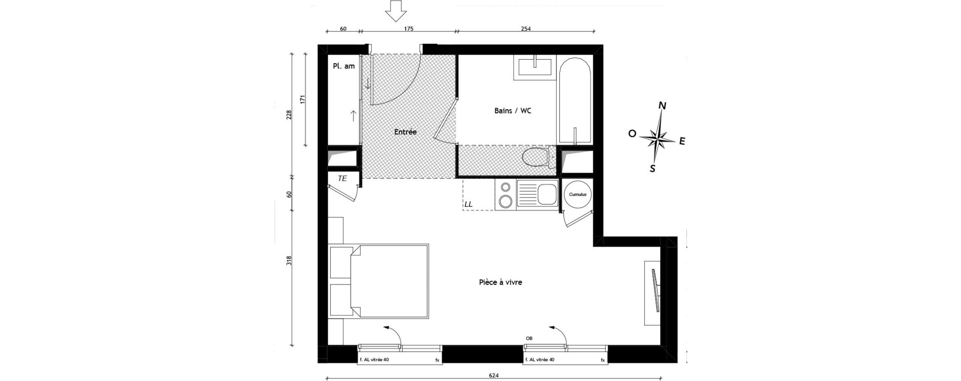 Appartement T1 de 28,27 m2 &agrave; Tassin-La-Demi-Lune Centre