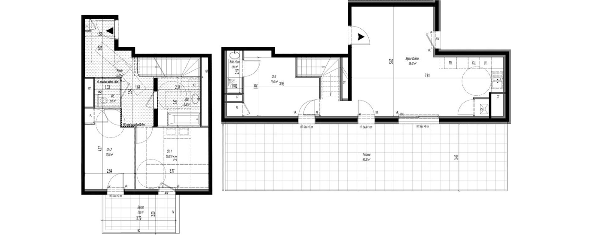 Duplex T4 de 88,10 m2 &agrave; Tassin-La-Demi-Lune La raude