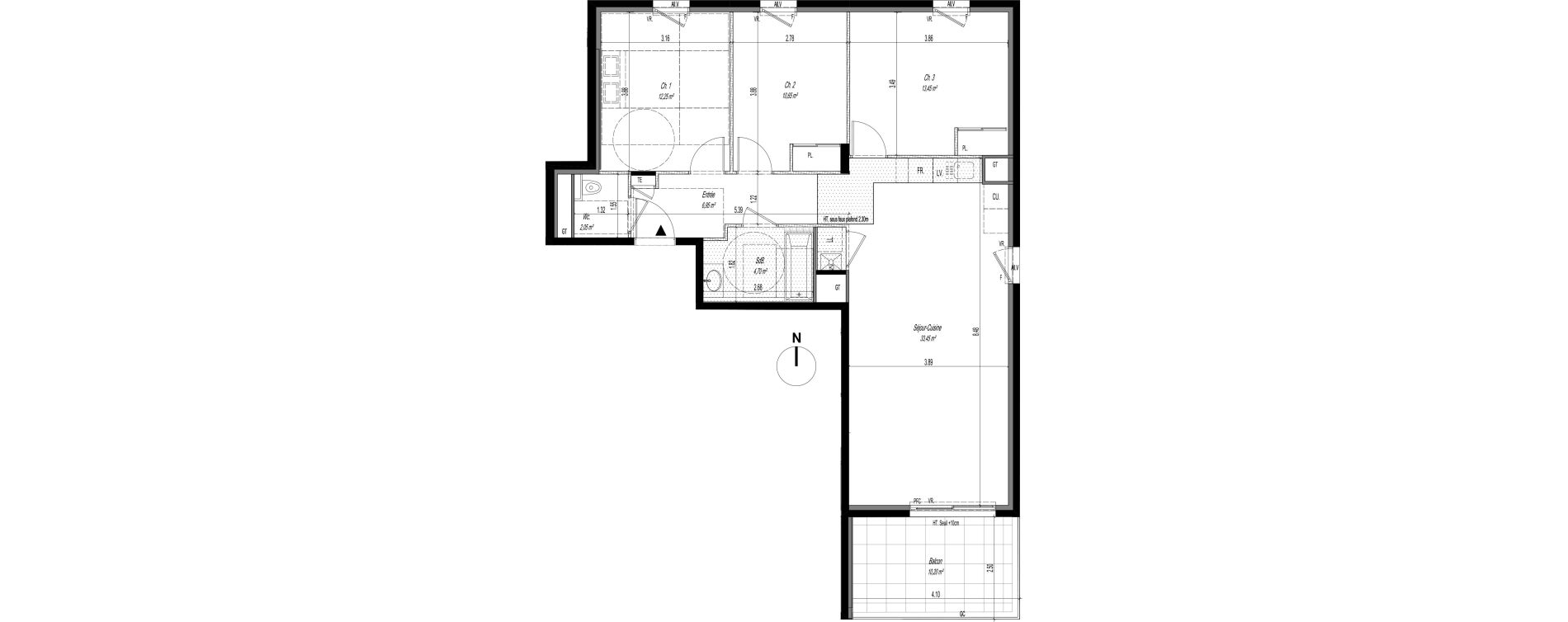 Appartement T4 de 83,50 m2 &agrave; Tassin-La-Demi-Lune La raude
