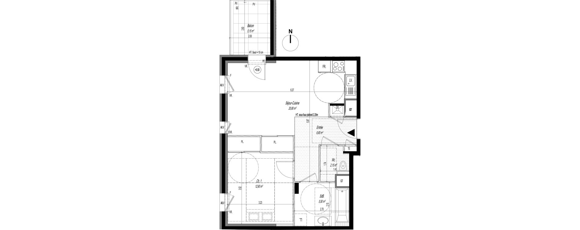 Appartement T2 de 47,80 m2 &agrave; Tassin-La-Demi-Lune La raude
