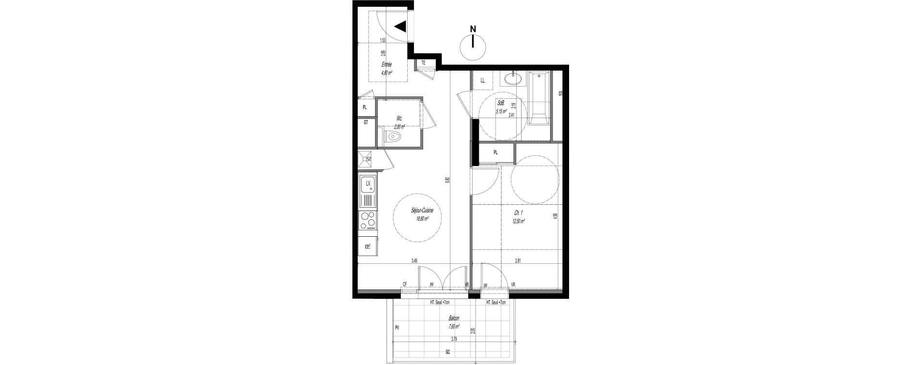 Appartement T2 de 43,25 m2 &agrave; Tassin-La-Demi-Lune La raude