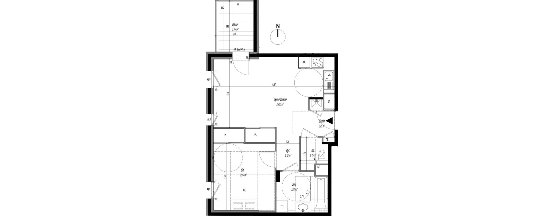 Appartement T2 de 47,70 m2 &agrave; Tassin-La-Demi-Lune La raude