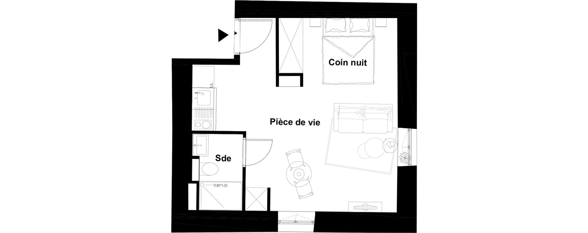 Appartement T1 bis de 28,41 m2 &agrave; Tassin-La-Demi-Lune Montpinot le bourg