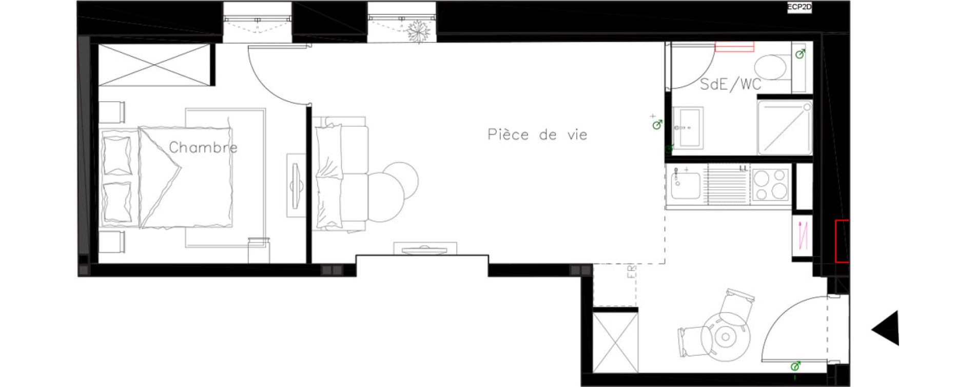 Appartement T2 de 37,18 m2 &agrave; Tassin-La-Demi-Lune Montpinot le bourg