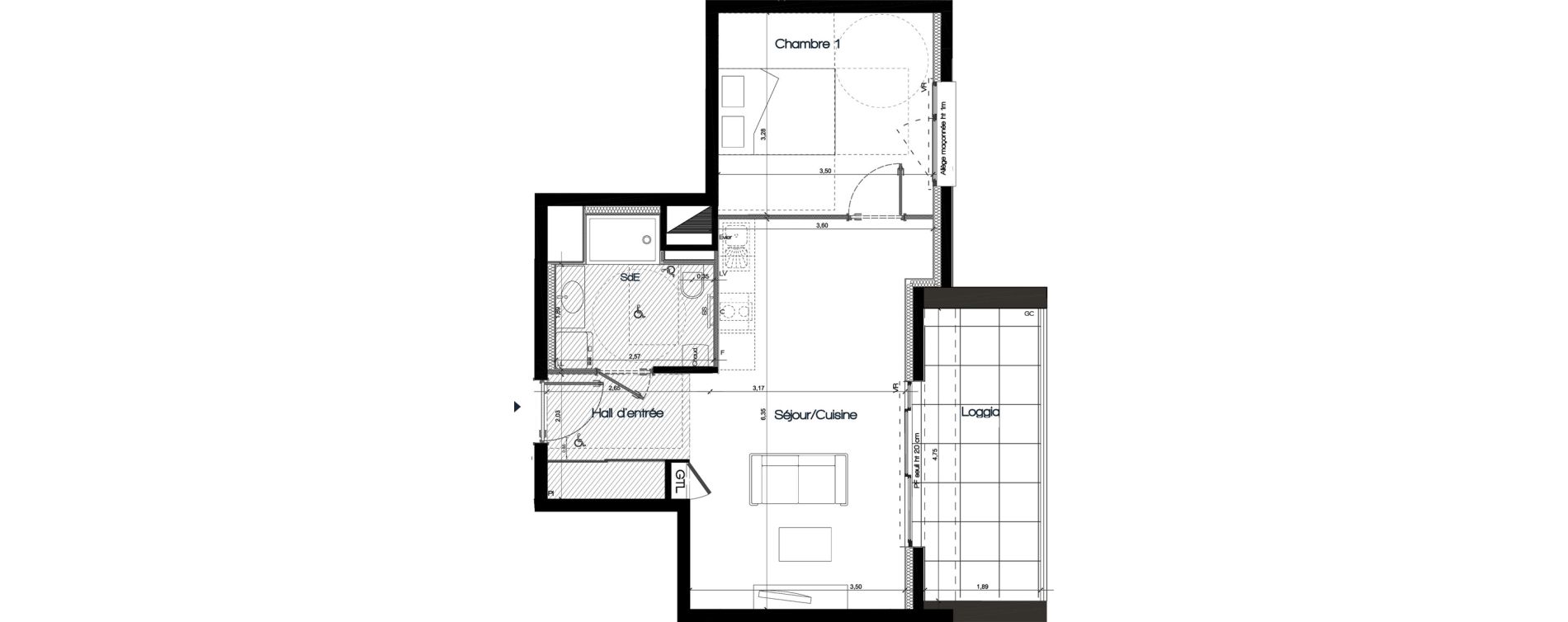 Appartement T2 de 42,76 m2 &agrave; Tassin-La-Demi-Lune Centre