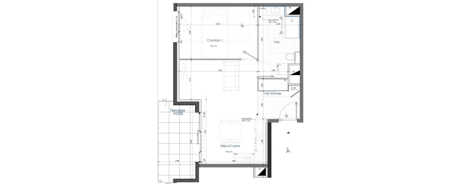 Appartement T2 de 44,89 m2 &agrave; Tassin-La-Demi-Lune Centre