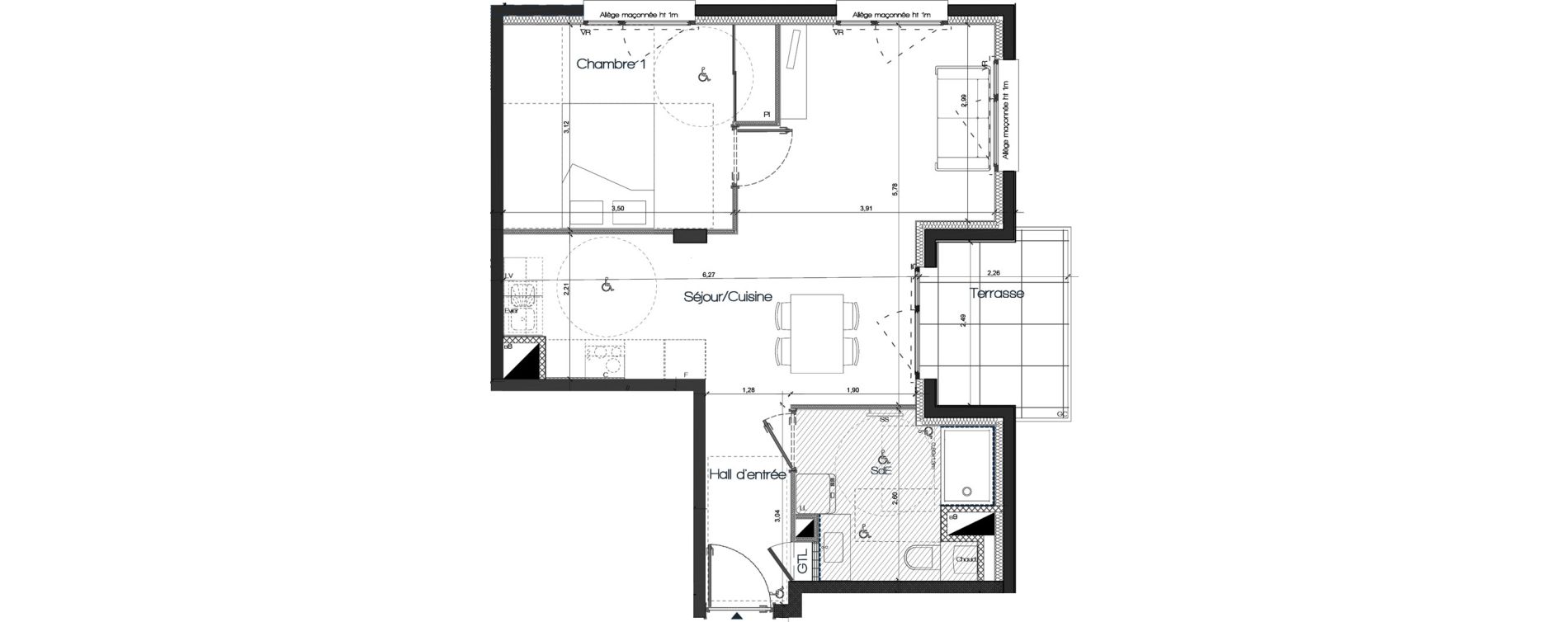 Appartement T2 de 47,98 m2 &agrave; Tassin-La-Demi-Lune Centre