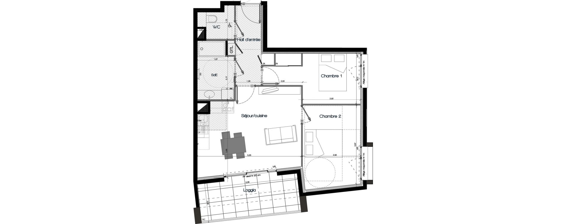 Appartement T3 de 55,97 m2 &agrave; Tassin-La-Demi-Lune Centre