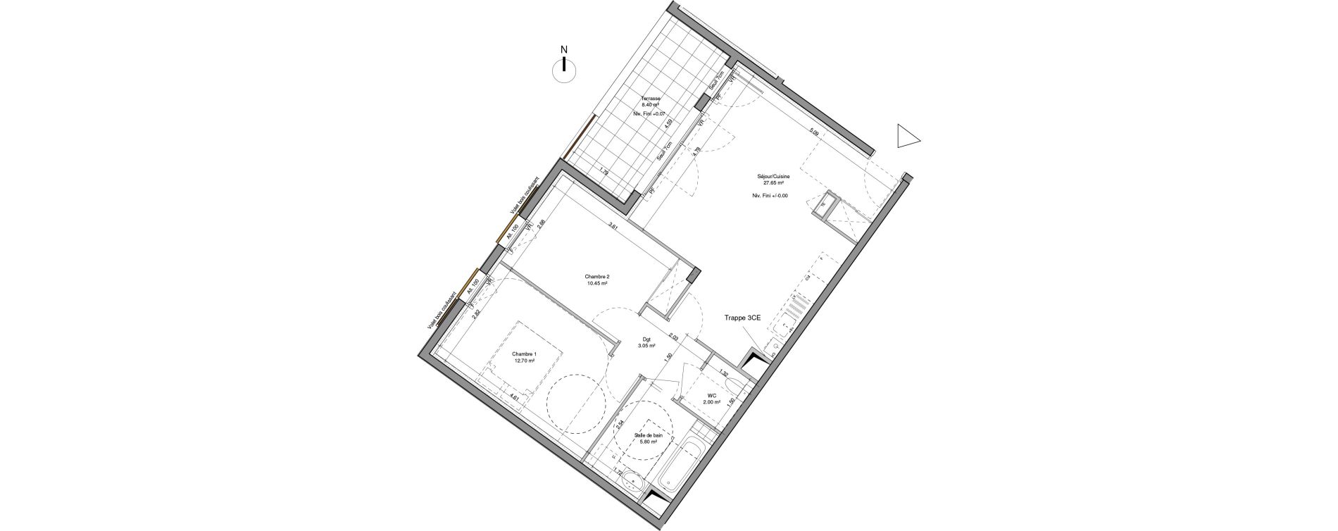 Appartement T3 de 61,65 m2 &agrave; Ternay Centre