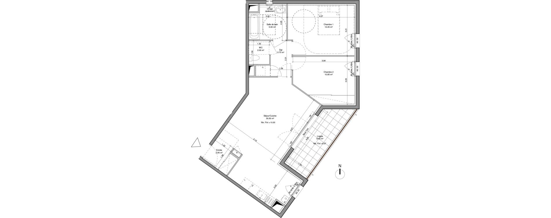 Appartement T3 de 68,40 m2 &agrave; Ternay Centre