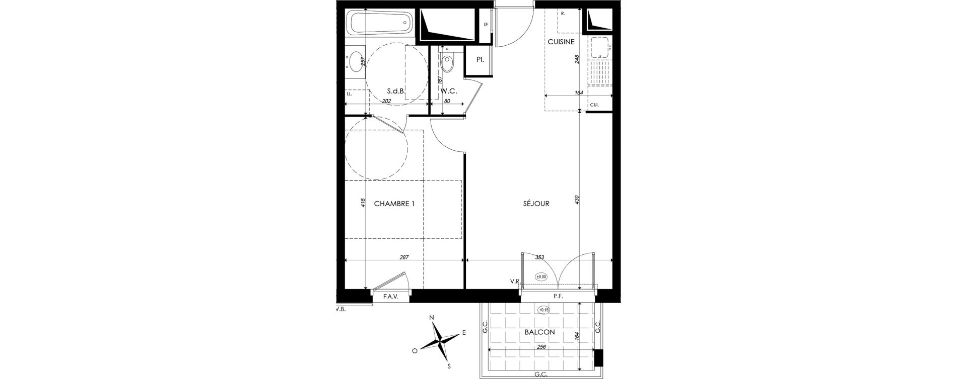 Appartement T2 de 40,90 m2 &agrave; Ternay Centre