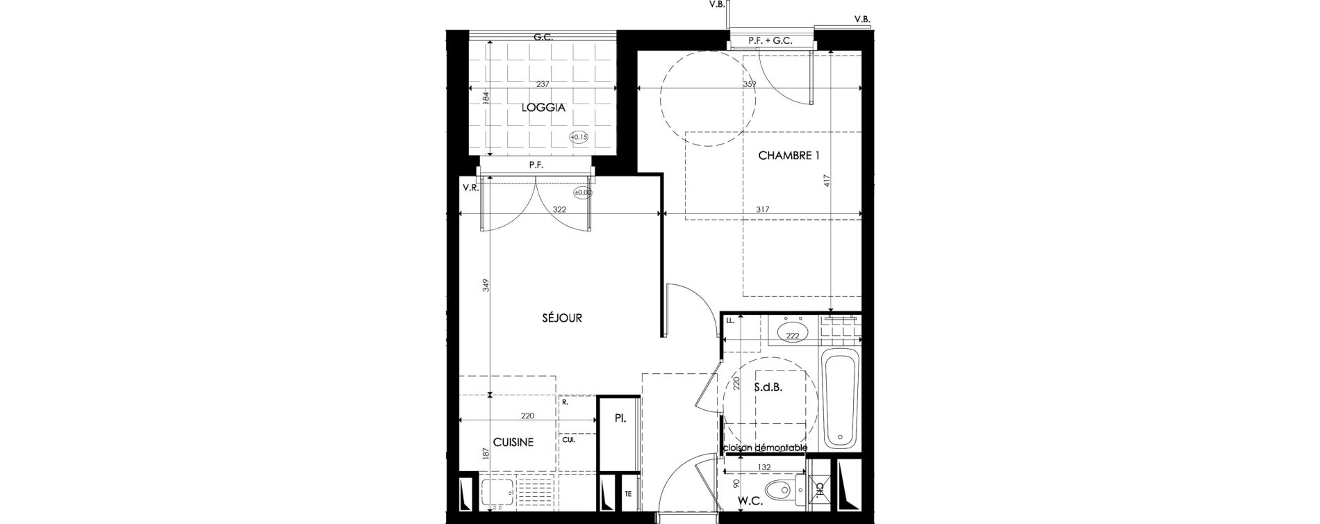 Appartement T2 de 39,40 m2 &agrave; Ternay Centre