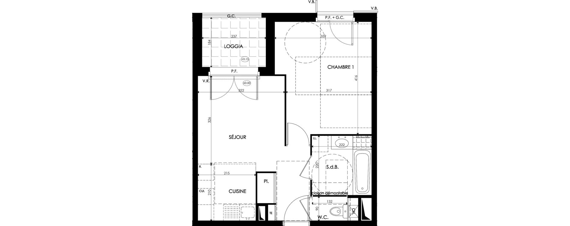 Appartement T2 de 39,55 m2 &agrave; Ternay Centre