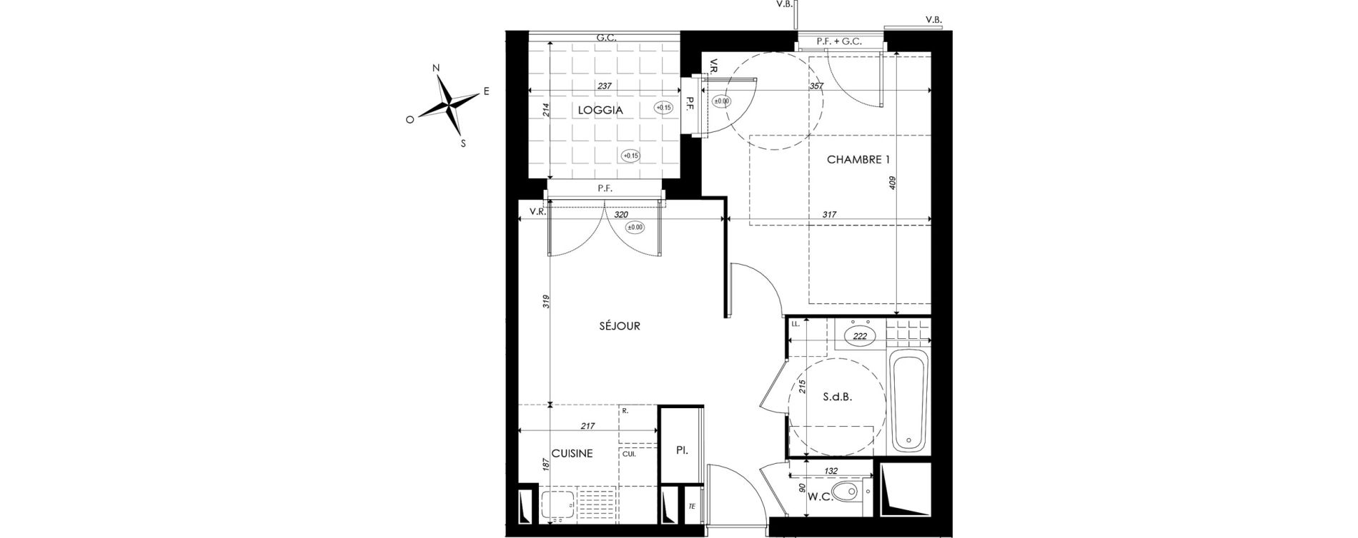 Appartement T2 de 38,15 m2 &agrave; Ternay Centre