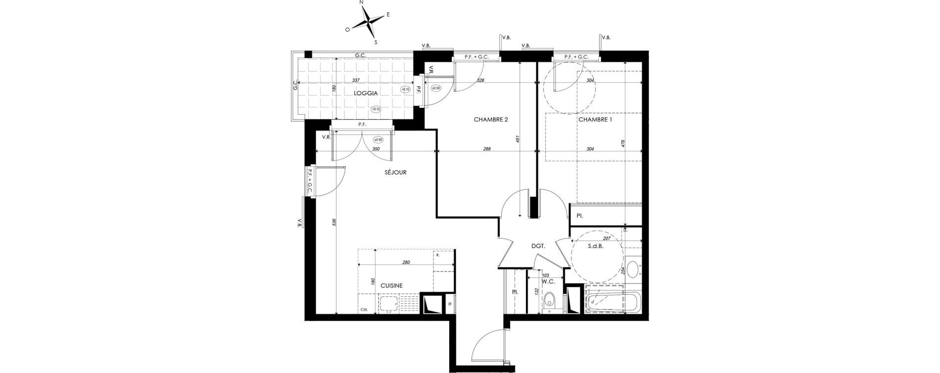 Appartement T3 de 63,30 m2 &agrave; Ternay Centre