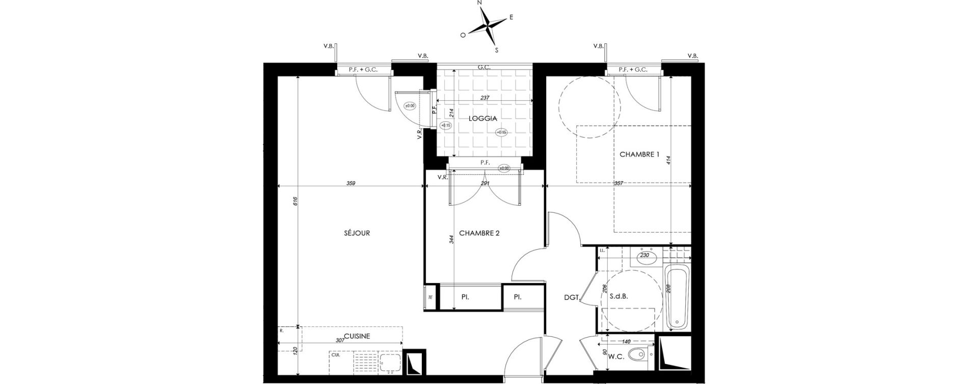 Appartement T3 de 64,90 m2 &agrave; Ternay Centre