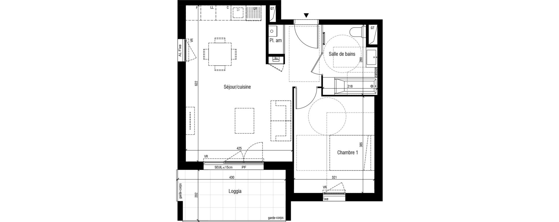 Appartement T2 de 46,55 m2 &agrave; Toussieu Centre
