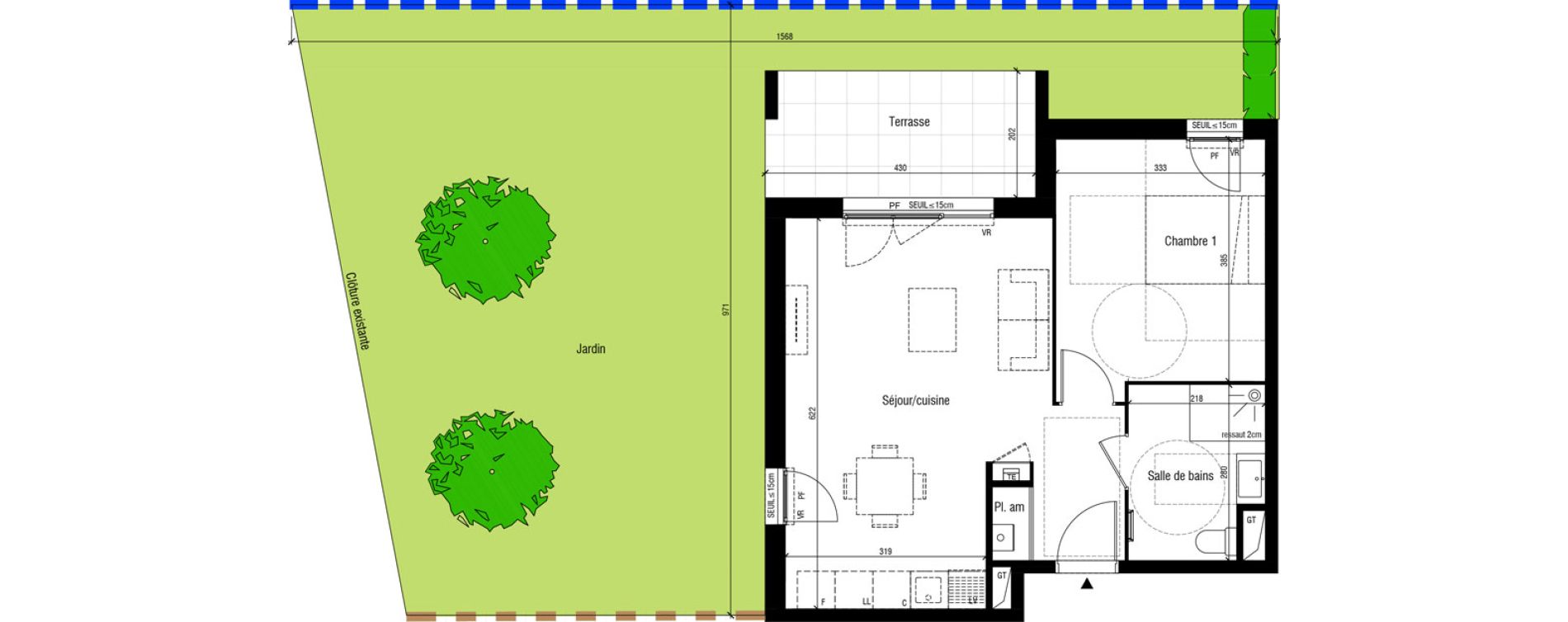 Appartement T2 de 46,90 m2 &agrave; Toussieu Centre