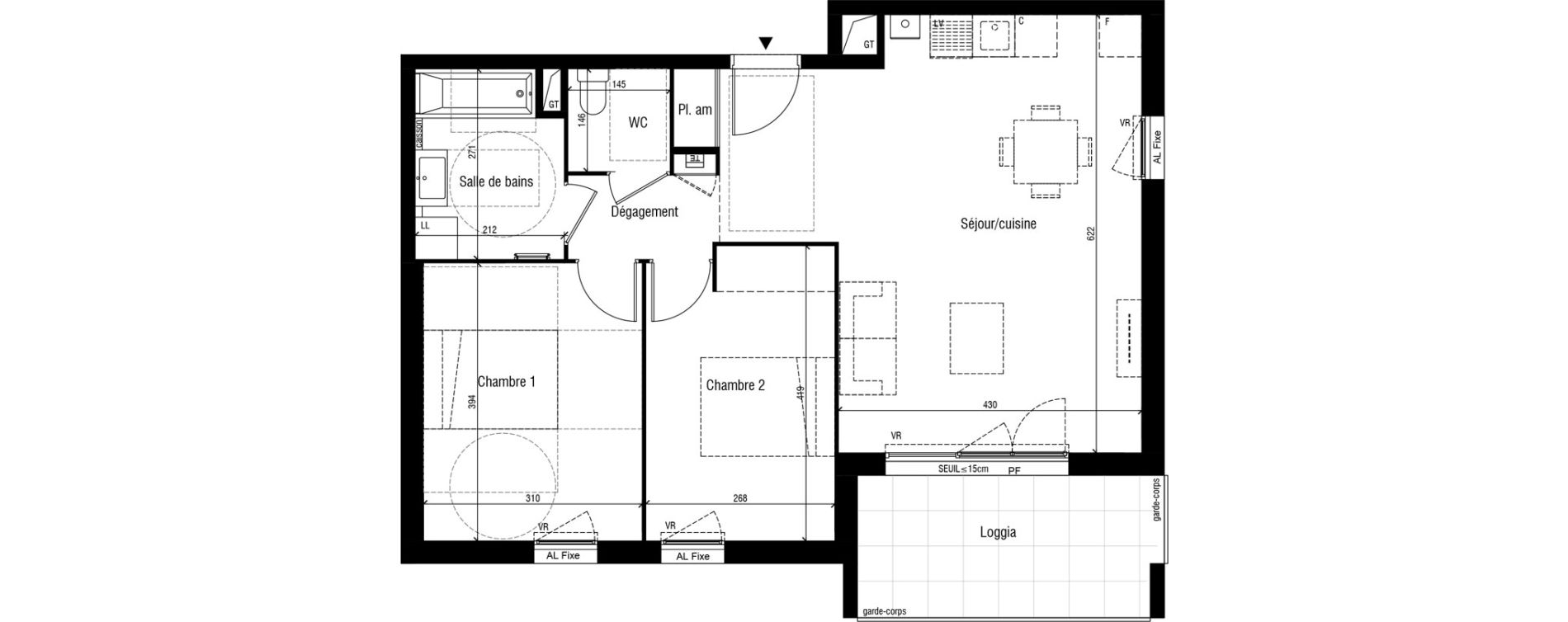 Appartement T3 de 64,40 m2 &agrave; Toussieu Centre