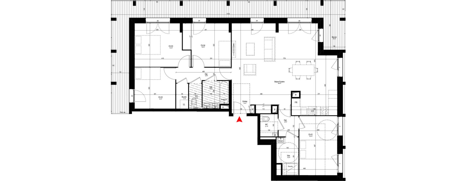 Appartement T5 de 112,00 m2 &agrave; Vaulx-En-Velin Mas du taureau