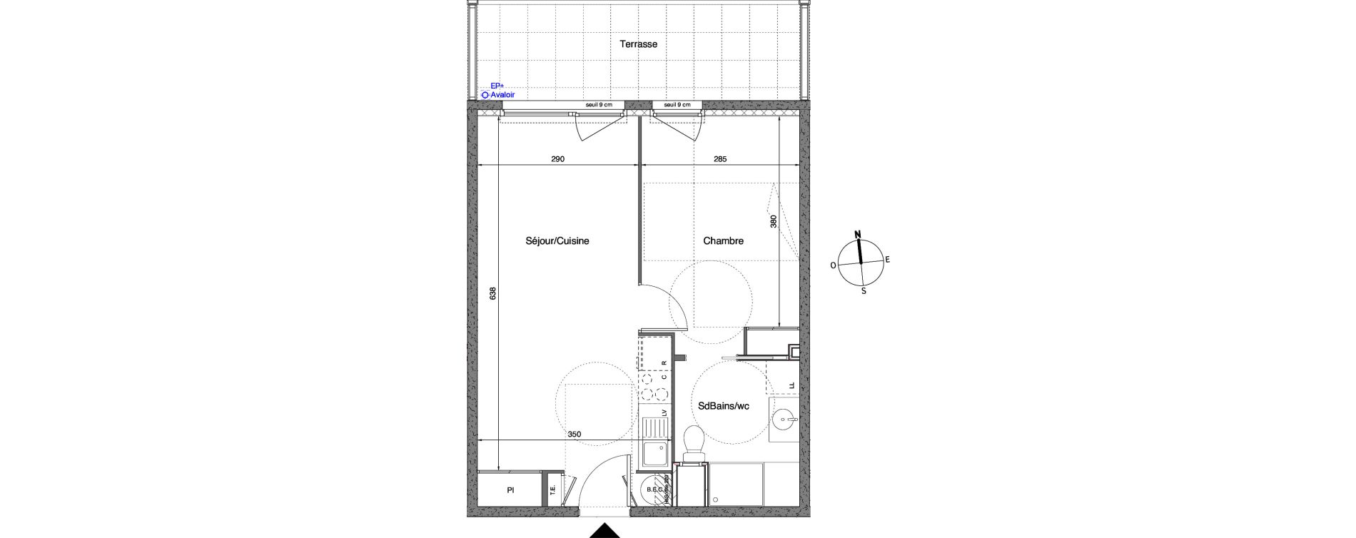 Appartement T2 de 39,35 m2 &agrave; Vaulx-En-Velin Carre de soie