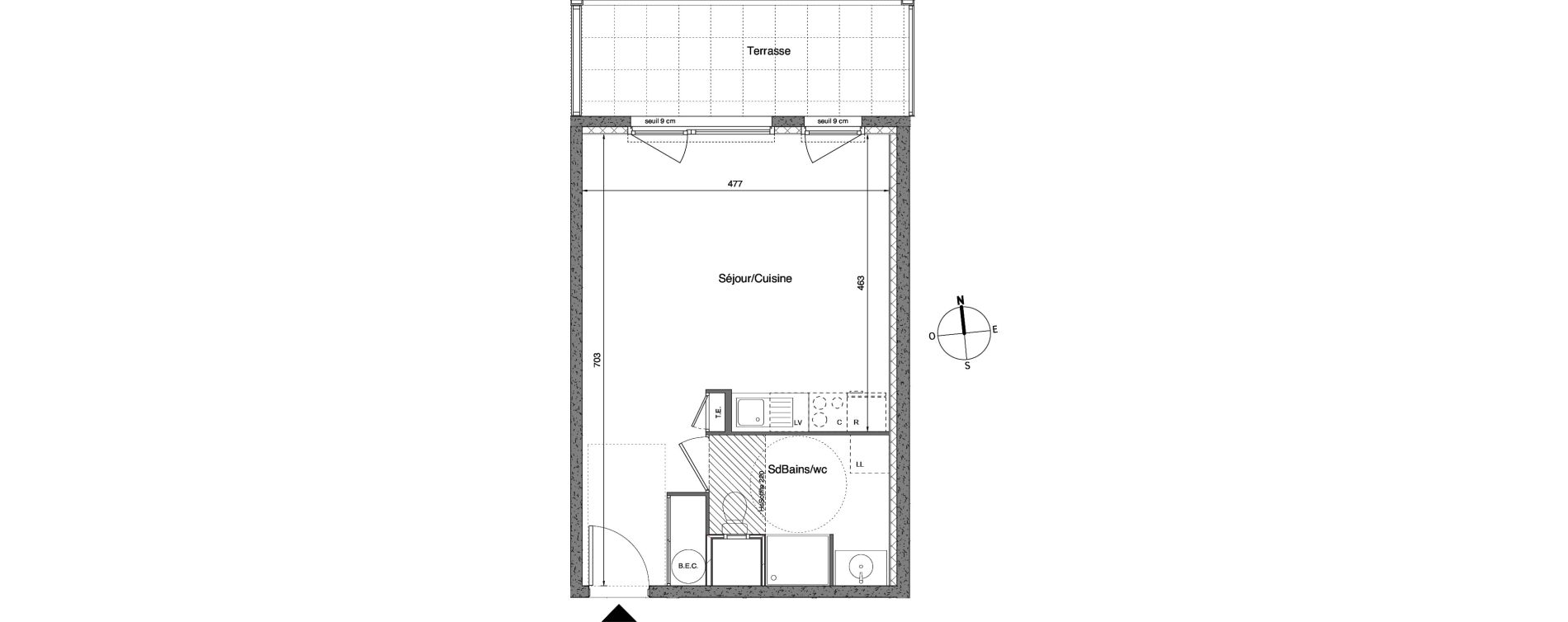 Appartement T1 de 32,20 m2 &agrave; Vaulx-En-Velin Carre de soie
