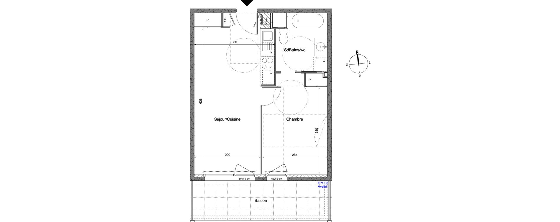 Appartement T2 de 39,30 m2 &agrave; Vaulx-En-Velin Carre de soie