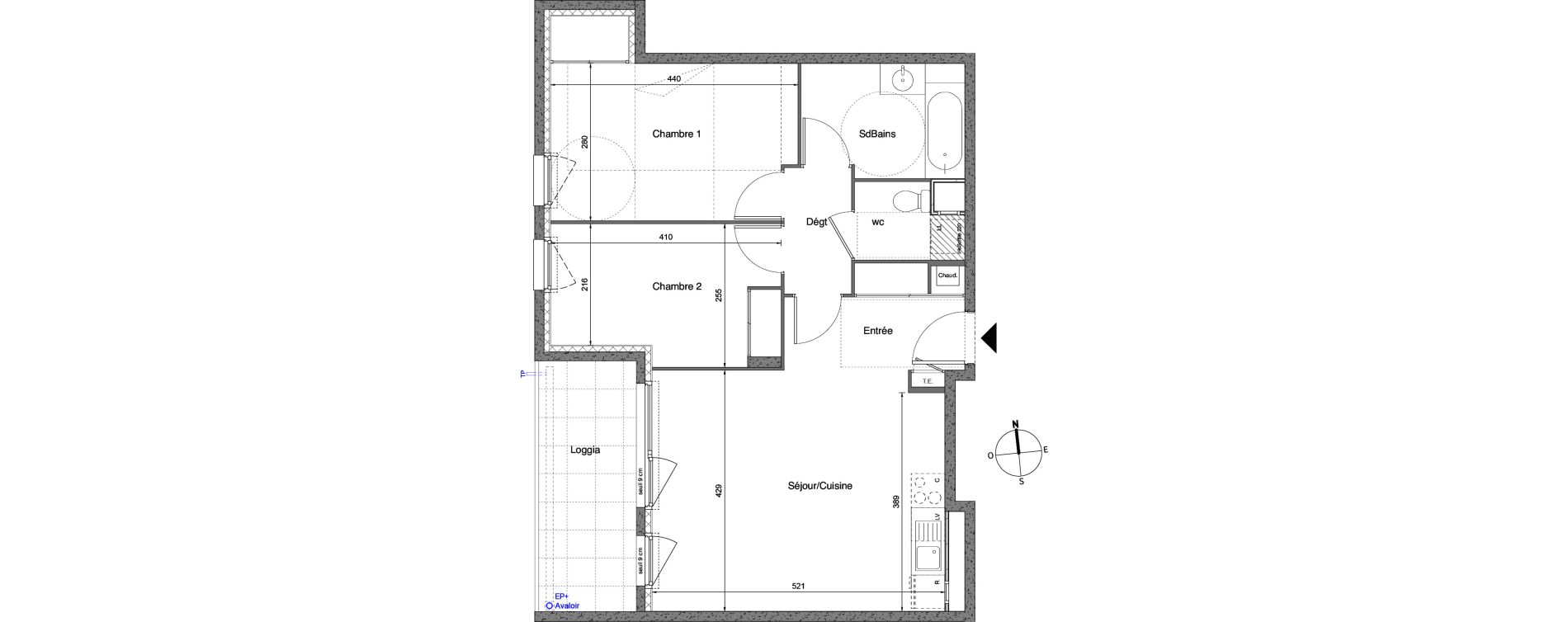 Appartement T3 de 60,90 m2 &agrave; Vaulx-En-Velin Carre de soie