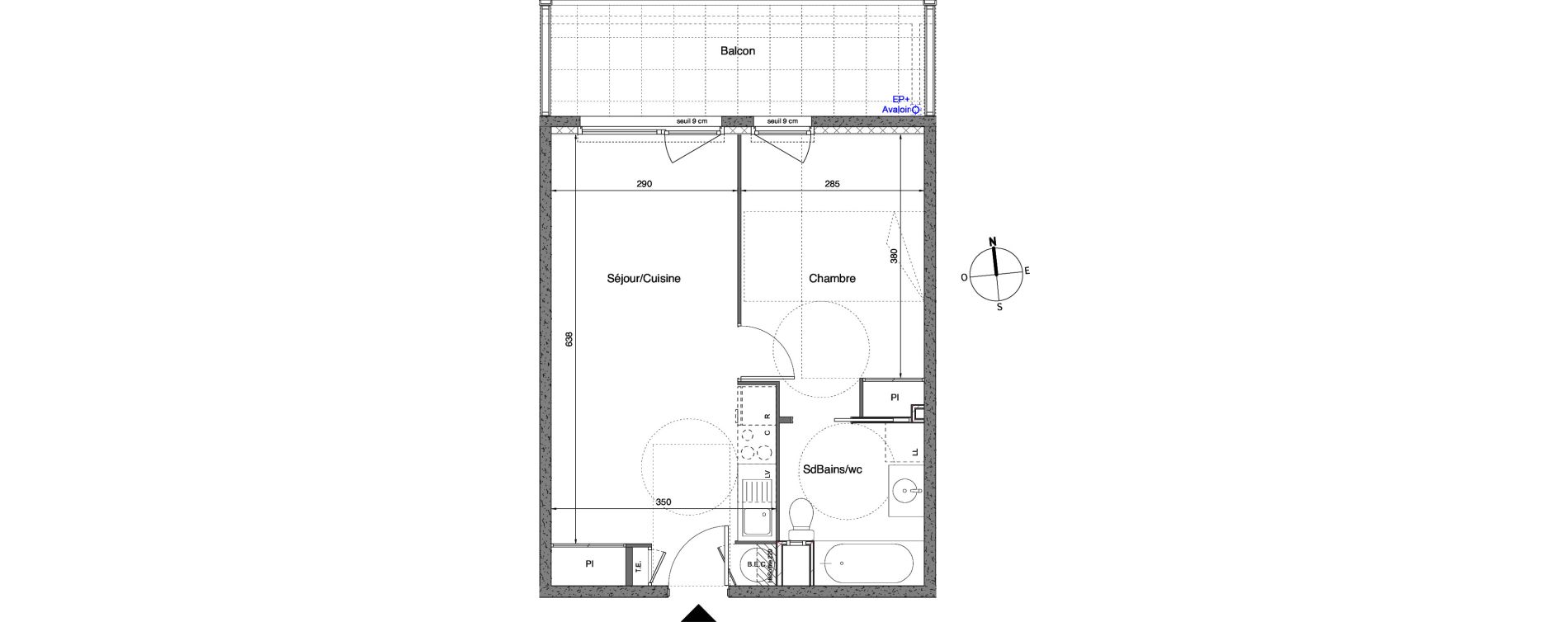 Appartement T2 de 39,40 m2 &agrave; Vaulx-En-Velin Carre de soie