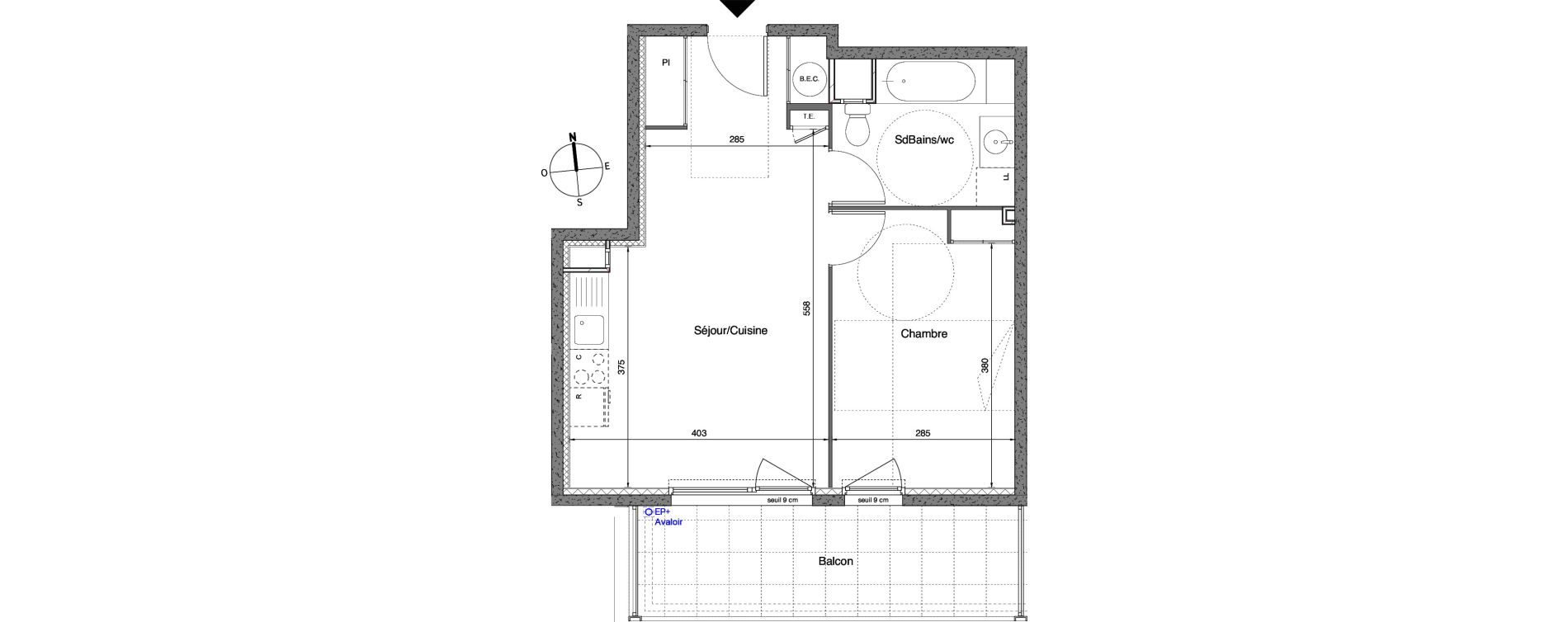 Appartement T2 de 42,30 m2 &agrave; Vaulx-En-Velin Carre de soie