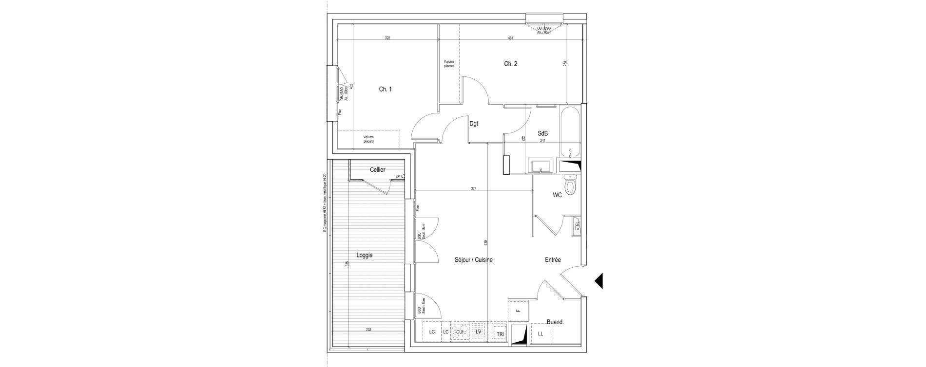 Appartement T3 de 62,70 m2 &agrave; Vaulx-En-Velin Verch&egrave;res