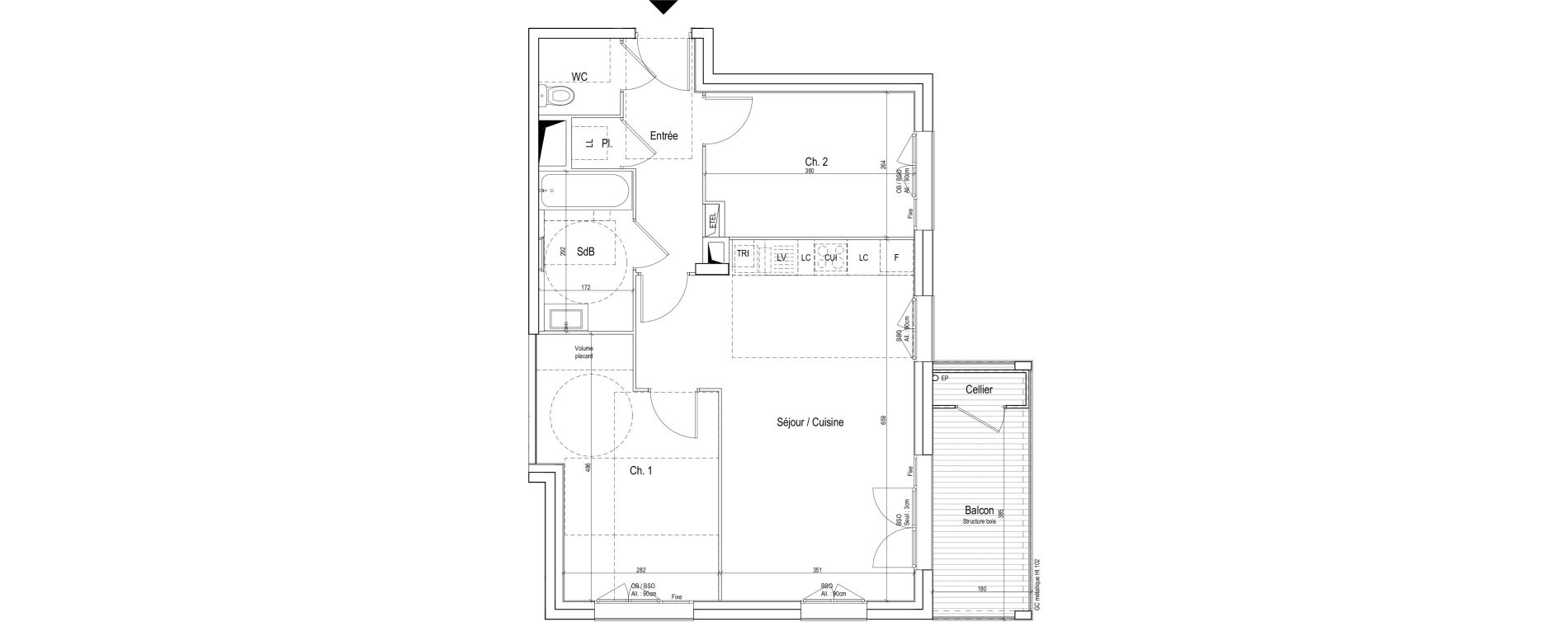 Appartement T3 de 62,80 m2 &agrave; Vaulx-En-Velin Verch&egrave;res