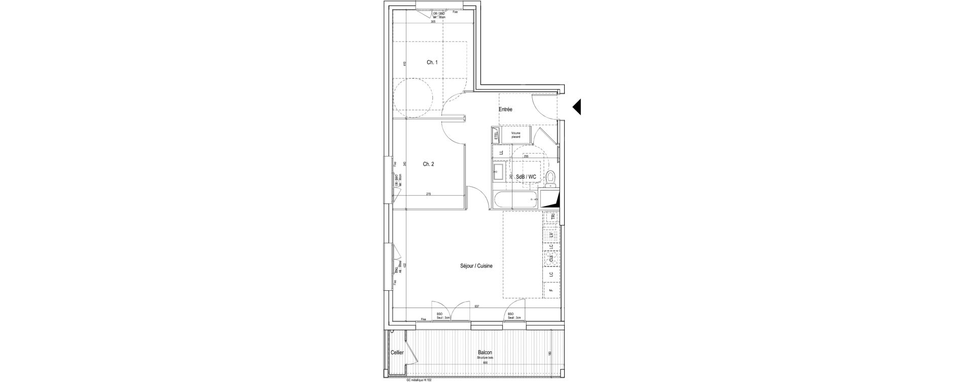 Appartement T3 de 62,60 m2 &agrave; Vaulx-En-Velin Verch&egrave;res