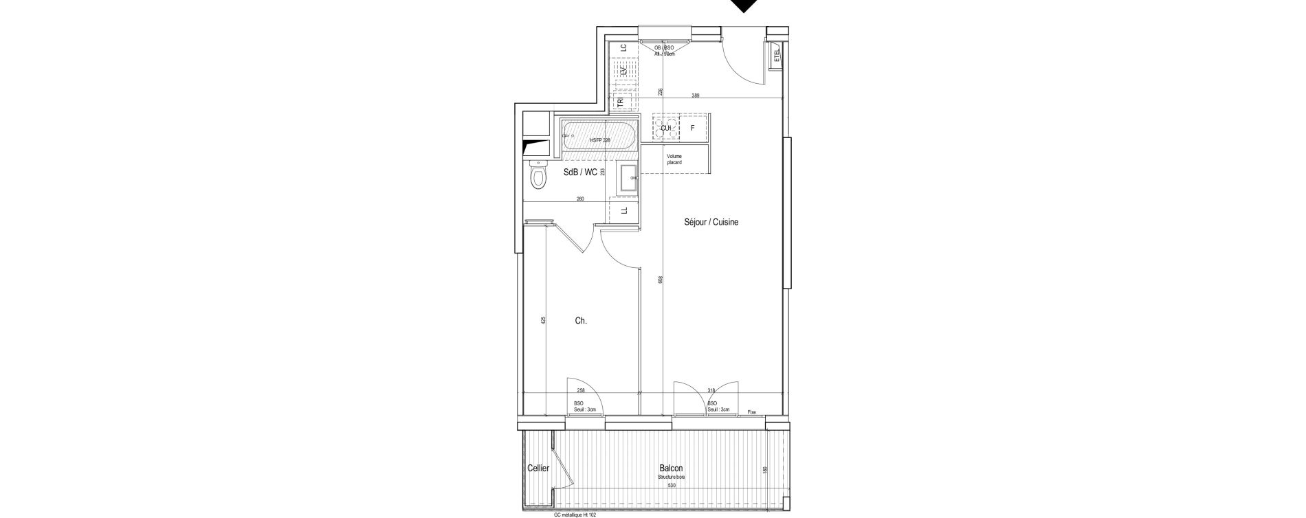 Appartement T2 de 43,80 m2 &agrave; Vaulx-En-Velin Verch&egrave;res