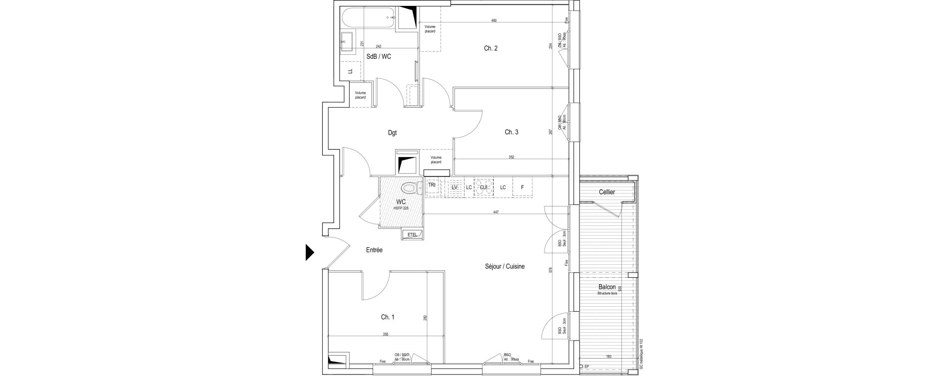 Appartement T4 de 76,50 m2 &agrave; Vaulx-En-Velin Verch&egrave;res