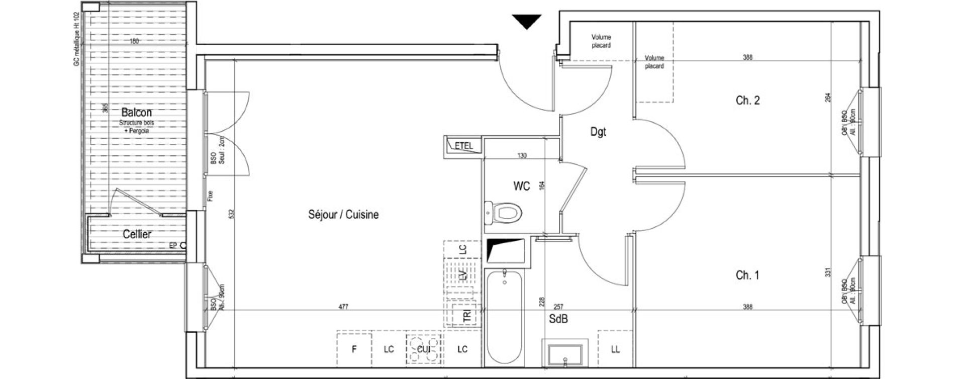 Appartement T3 de 61,80 m2 &agrave; Vaulx-En-Velin Verch&egrave;res