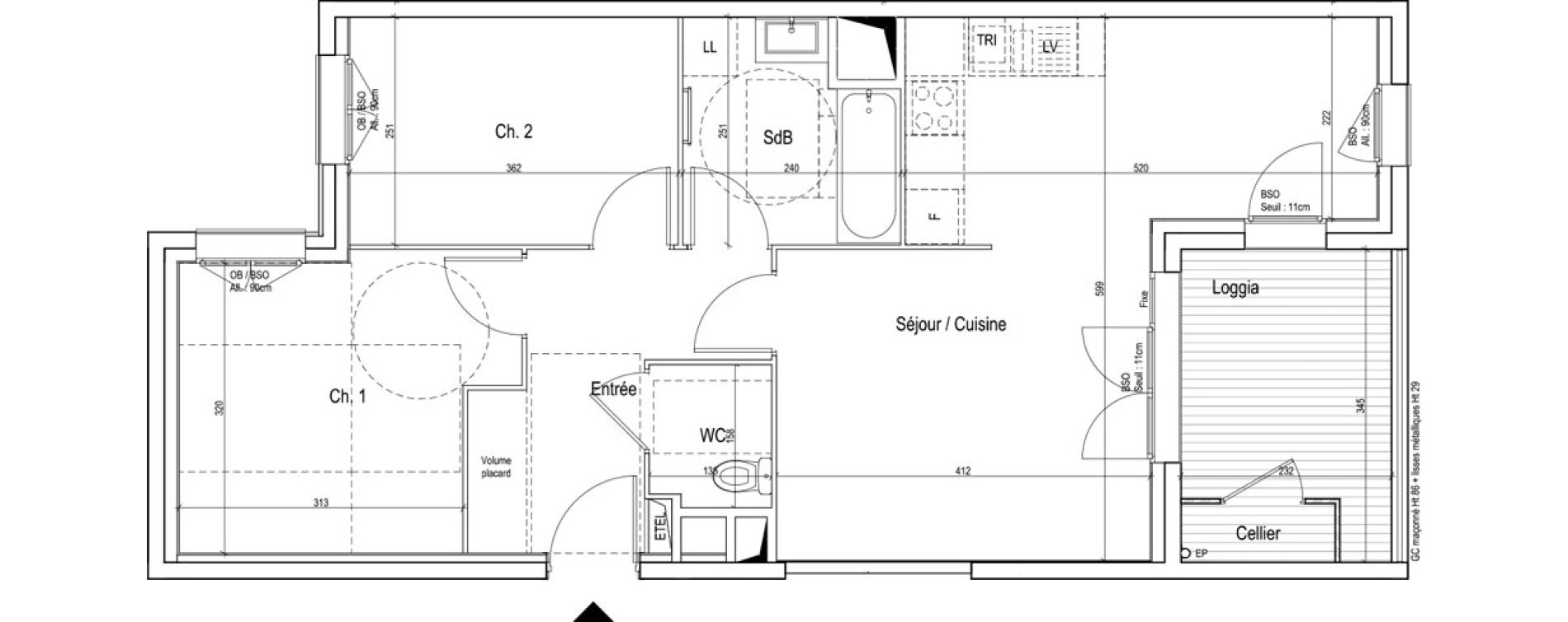 Appartement T3 de 61,50 m2 &agrave; Vaulx-En-Velin Verch&egrave;res