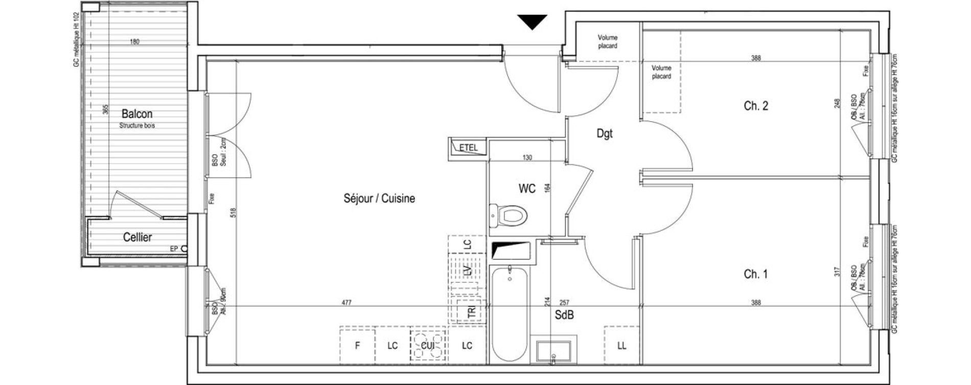 Appartement T3 de 59,80 m2 &agrave; Vaulx-En-Velin Verch&egrave;res