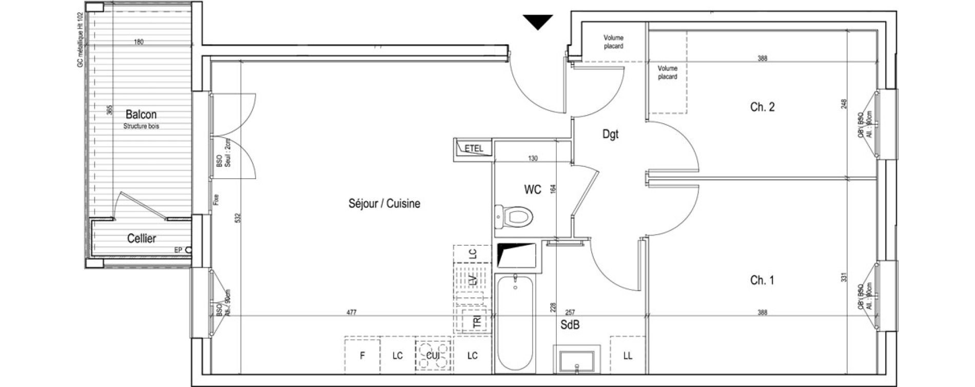 Appartement T3 de 61,20 m2 &agrave; Vaulx-En-Velin Verch&egrave;res