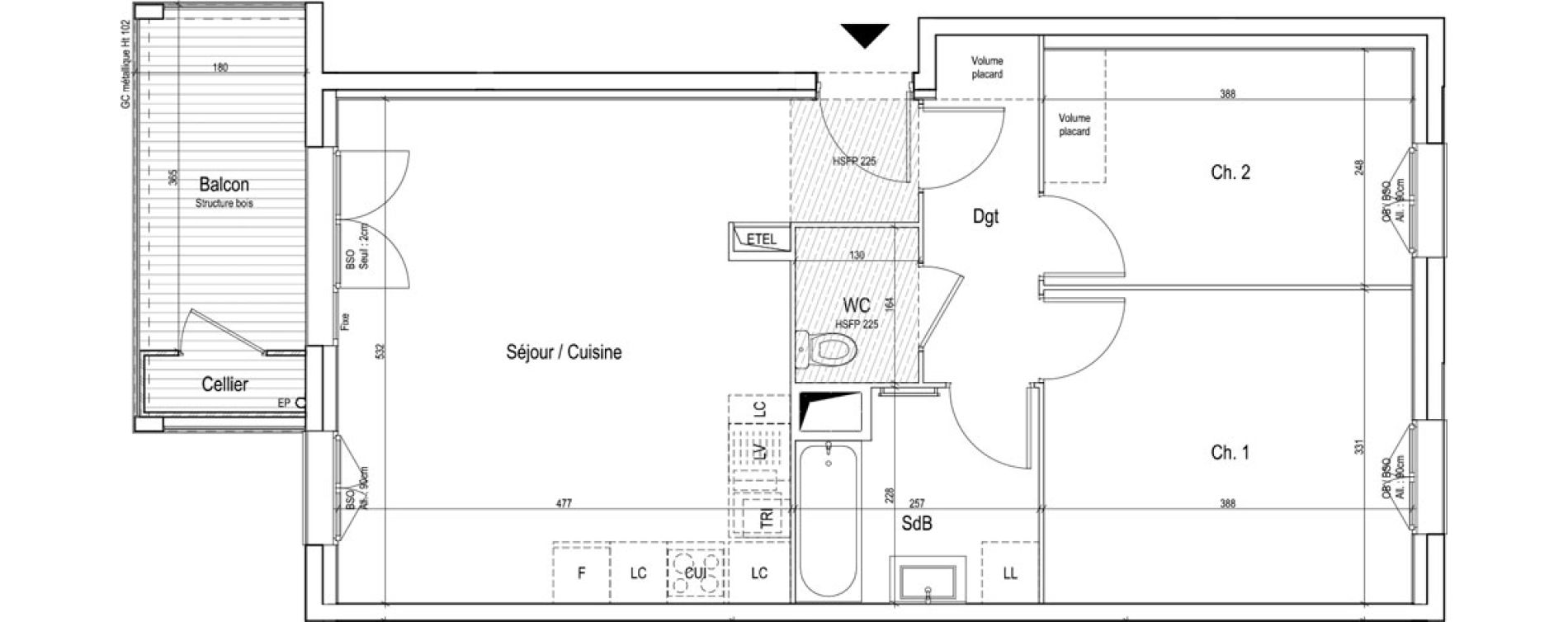 Appartement T3 de 61,20 m2 &agrave; Vaulx-En-Velin Verch&egrave;res