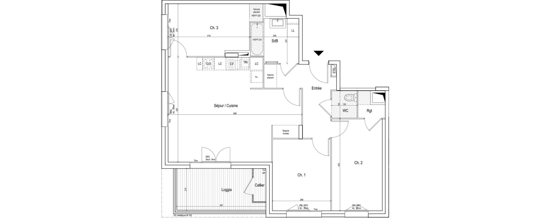 Appartement T4 de 82,90 m2 &agrave; Vaulx-En-Velin Verch&egrave;res