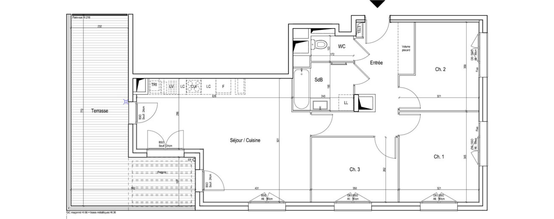 Appartement T4 de 75,70 m2 &agrave; Vaulx-En-Velin Verch&egrave;res