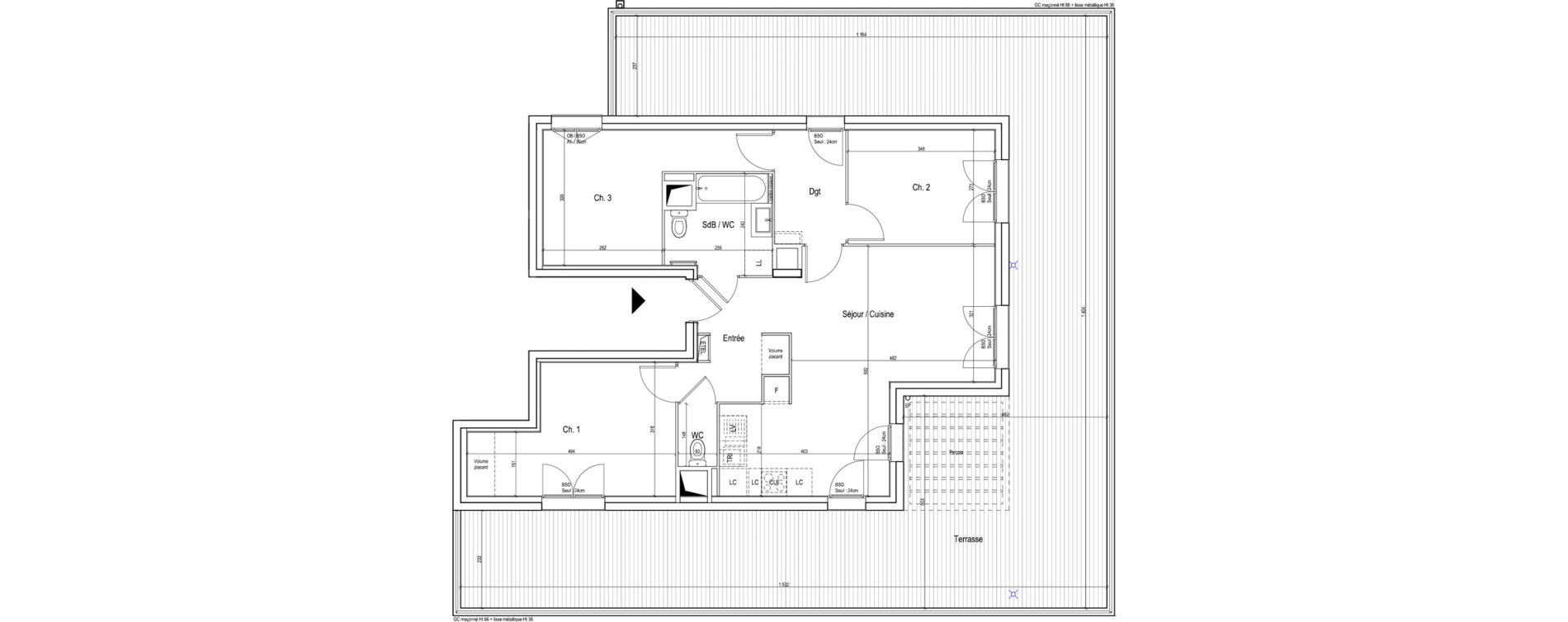 Appartement T4 de 76,90 m2 &agrave; Vaulx-En-Velin Verch&egrave;res