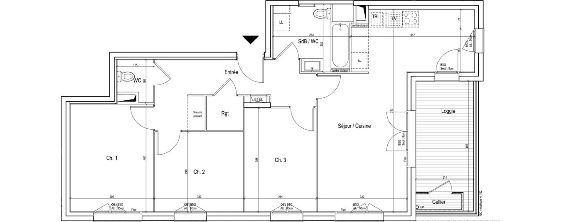 Appartement T4 de 80,30 m2 &agrave; Vaulx-En-Velin Verch&egrave;res