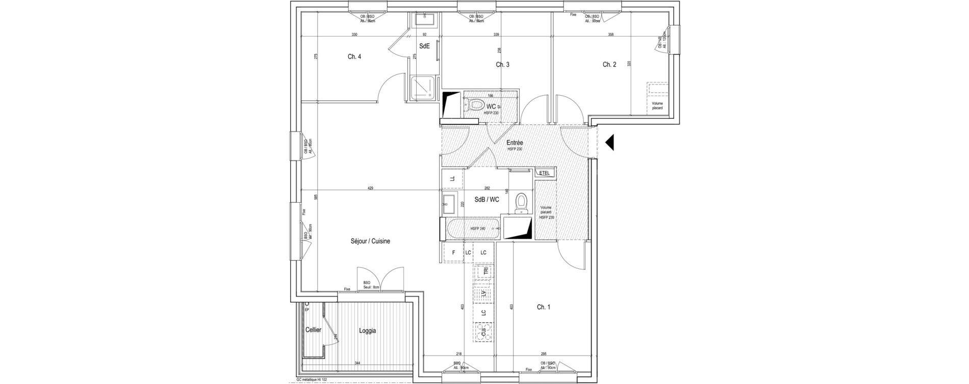 Appartement T5 de 93,60 m2 &agrave; Vaulx-En-Velin Verch&egrave;res