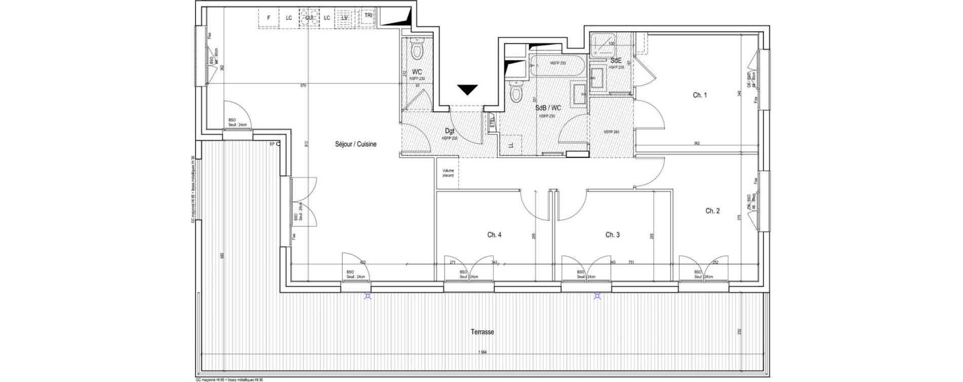 Appartement T5 de 102,30 m2 &agrave; Vaulx-En-Velin Verch&egrave;res