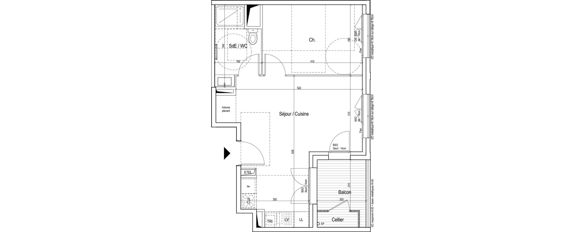 Appartement T2 de 42,00 m2 &agrave; Vaulx-En-Velin Verch&egrave;res