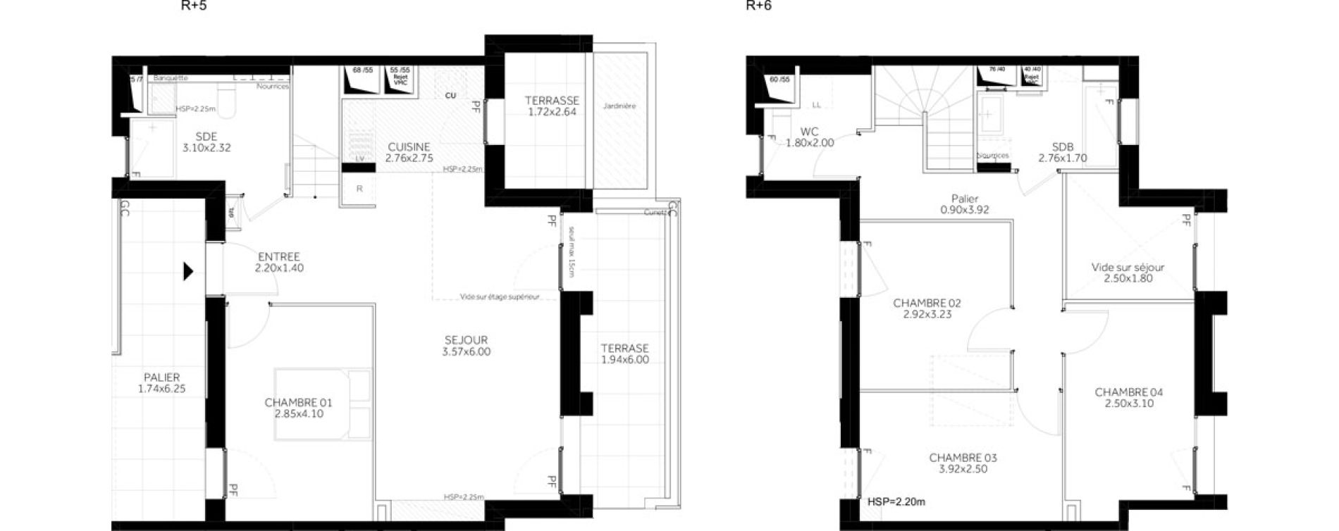 Appartement T5 de 96,20 m2 &agrave; Vaulx-En-Velin Mas du taureau