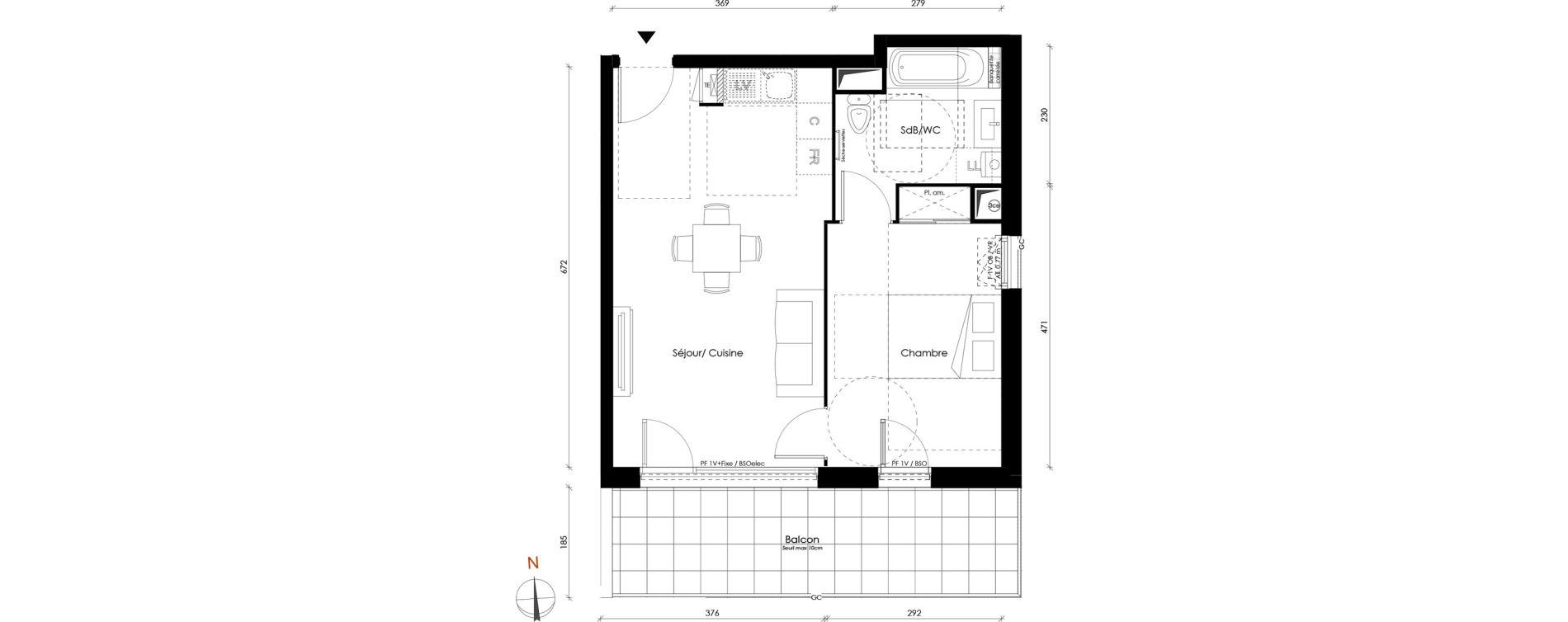 Appartement T2 de 43,02 m2 &agrave; Vaulx-En-Velin Carre de soie