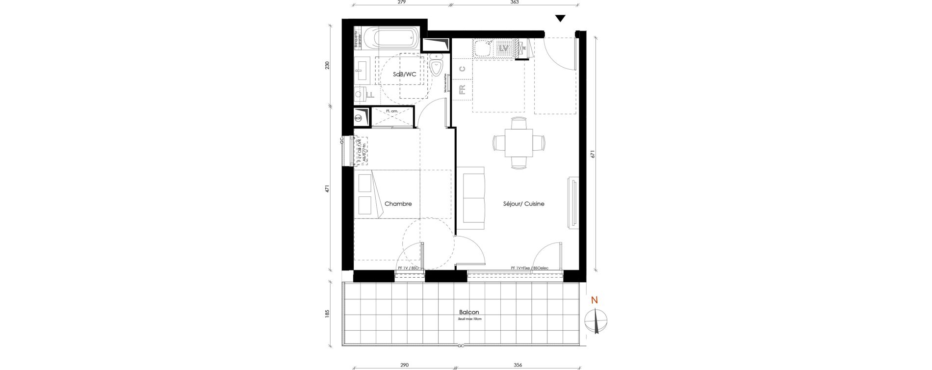 Appartement T2 de 43,02 m2 &agrave; Vaulx-En-Velin Carre de soie